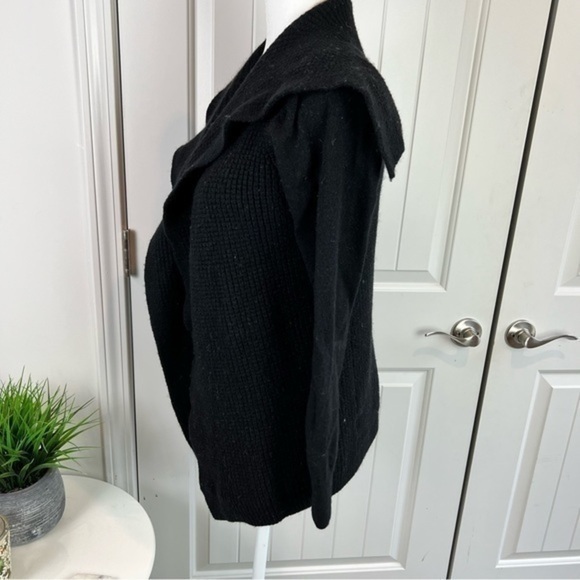 Willi Smith cardigan sweater womens size medium black merino wool open front - Picture 4 of 6